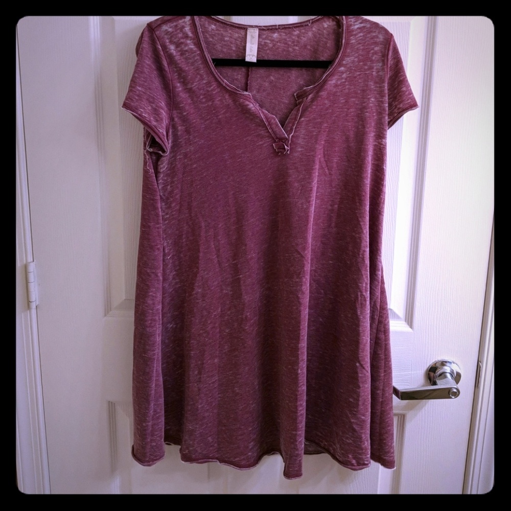 Pink raw hem tunic